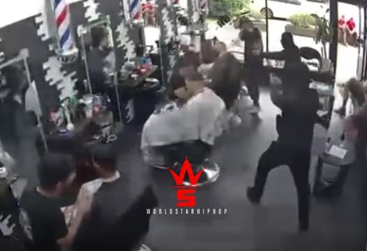 Caught On Surveillance: Canada Goons Fatally Shoot An Op While He Was Getting A Fade Inside Barbershop! (Gang Related)