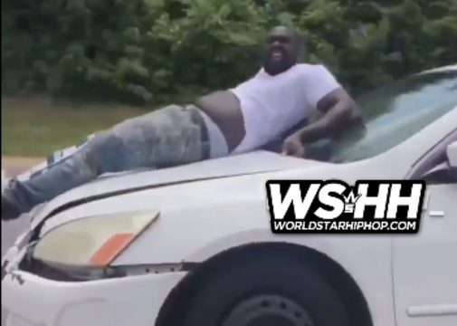 Dude Was Just Casually Riding On The Hood Of His Girls Car On The Highway!