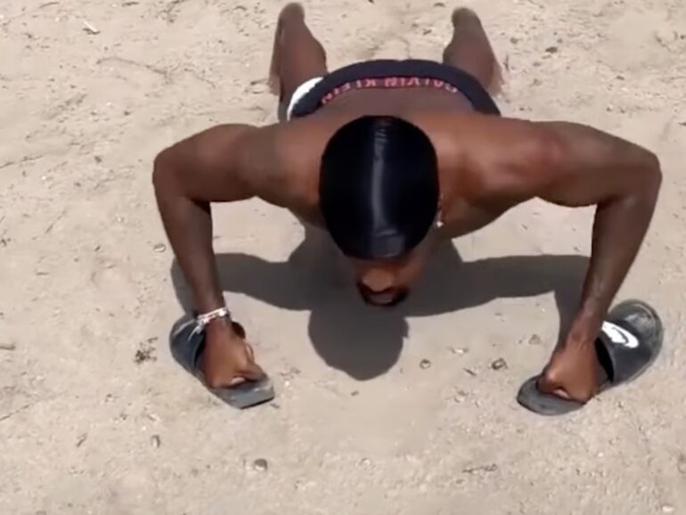 Safaree Uses His Nike Slides To Do Beach Push-Ups – SOHH.com