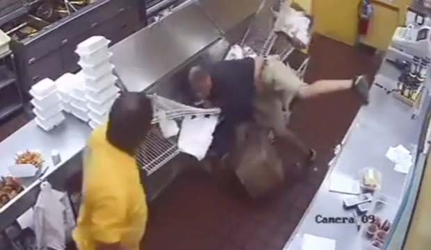 Sheesh: Unsatisfied Customer Jumps The Counter At A Restaurant &amp; Gets Instant Karma!