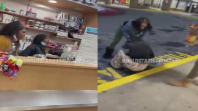 She Wasn't Ready: Chick Gets Washed Up In Front Of Her Job After Getting Into An Altercation With Her Opp!
