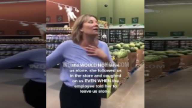 Oh Nah: Lady Follows A Woman &amp; Her Child Around A Supermarket Trying To Cough On Them!