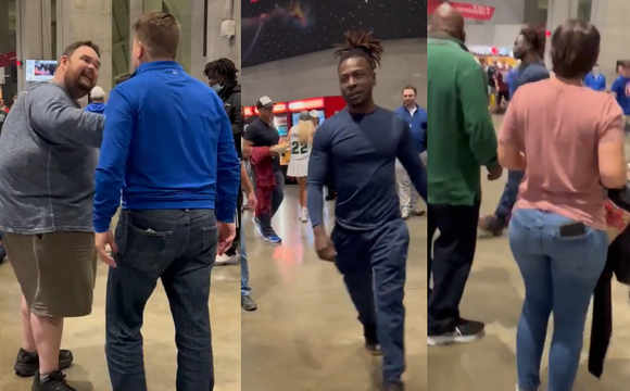 Dropped His Own Wife: Buddy Thought He Was At WWE… Got Whooped Repeatedly During Michigan Vs Pittsburgh Game!