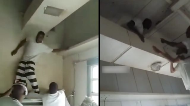 Inmate Climbs Onto Air Vents After Allegedly Getting High On Drugs!