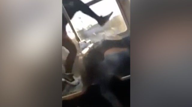 Woman Kicks And Stomps The Ish Out Of A Man Allegedly Saying Something Racist To Her! (Rewind)