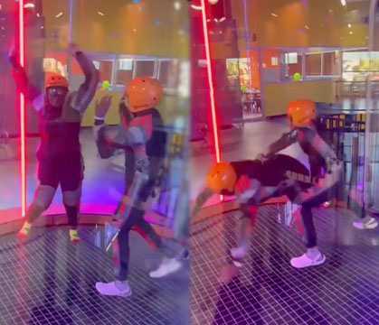 The Patience This Man Had: Big Chick Went To Try Out Indoor Skydiving For The First Time &amp; This Is How It Played Out!