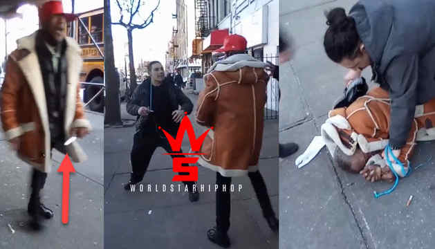 Dude Pulled Out A Butter Knife &amp; Tried To Stab A Man… Got Beat Down Instead In NY!
