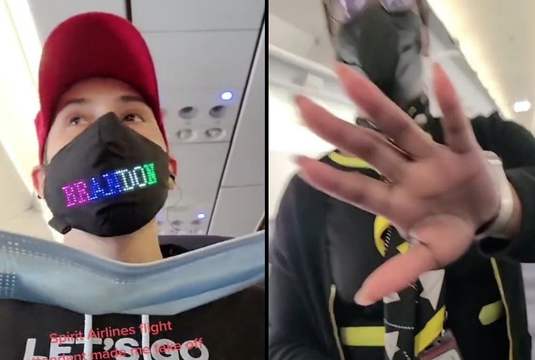 Meanwhile On Spirit Airlines: Flight Attendant Wasn't Feeling The "Let's Go Brandon" Mask!
