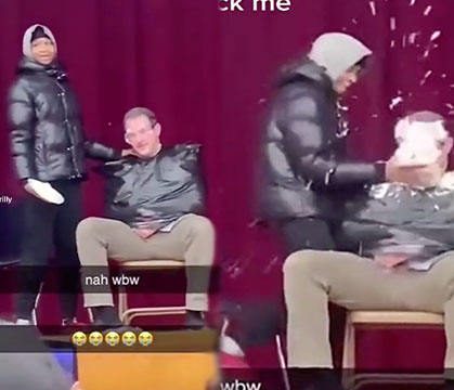 Gah Dayum, Slap Was Personal: Teacher Tries To Put Hands On Student After Getting A Brutal Pie To The Face!