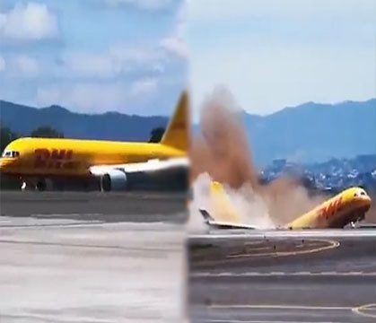 Whoa: DHL Cargo Jet Splits In Half After Skidding Off Runway During An Emergency Landing At Costa Rica Airport!