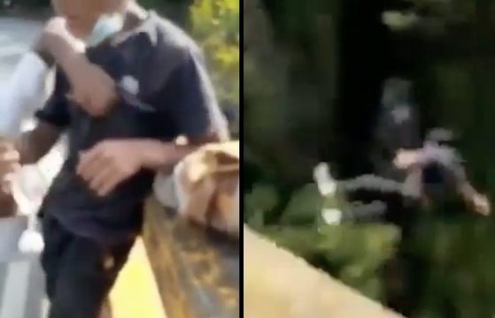 Damn, What He Do? Dude Gets Thrown Off A Bridge!