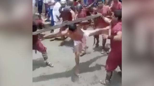 Crucifixion Reenactment Whipping Gets Out Of Hand!