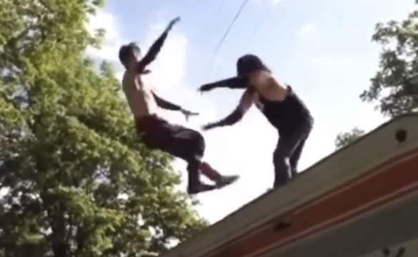 Doing The Most: These Backyard Wrestlers Out Here Using A Barbed Wire Trampoline!