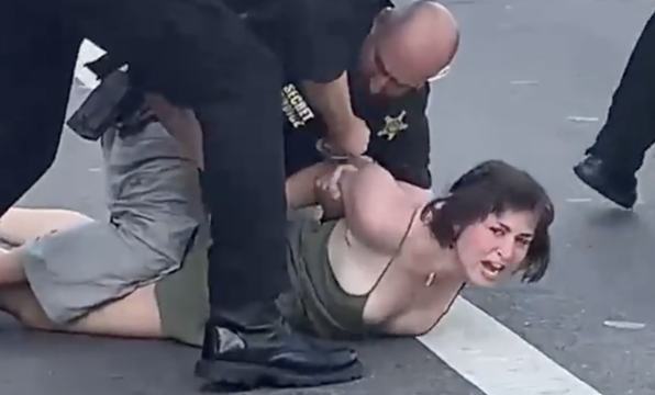 Secret Service Tackle Abortion Protester To The Ground After She Approached Biden Motorcade!