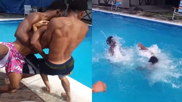 Karma Came Quick: Guy Tried Throwing His Homie In A Pool Knowing He Couldn’t Swim & Nearly Drowned!